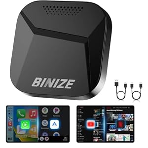 Binize Carplay Ai Box Android 13 Compatible with Wireless Carplay Wireless Android Auto AI Box Carplay Streaming Video Apps 4+64G Only Support Cars with OEM Wired CarPlay/Android Auto