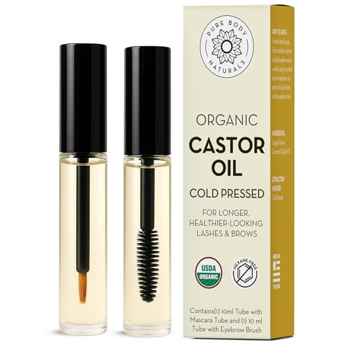 Pure Body Naturals Castor Oil for Eyelashes and Eyebrows - Nourishing Brow & Lash Growth Serum -...