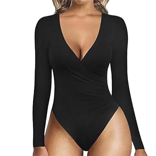 Foweknow Shapewear Damen Langarm Body Bauchweg Tanga Bodysuit...