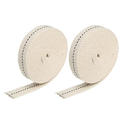 Tool parts Cotton Oil Lamp Wick 5/8 Inch Flat Wide 2 Meter/6.5Ft Long Black Stitch - 2 Roll