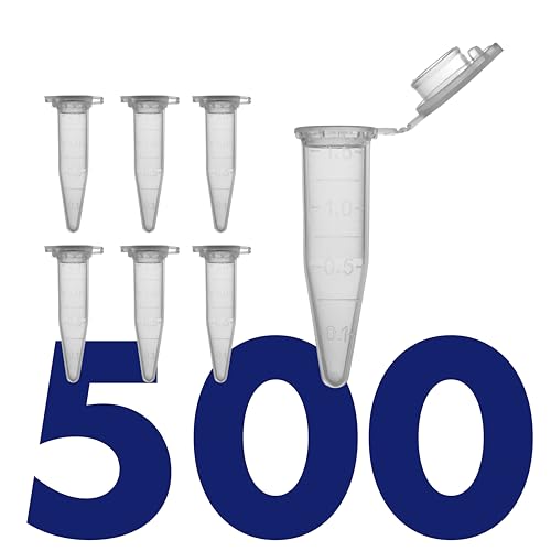 Image of Kashi Scientific 1.5mL Snap Cap Clear Microcentrifuge Tube with Graduation and Marking Area, Lab Grade Polypropylene Plastic [1.5mL, 500]