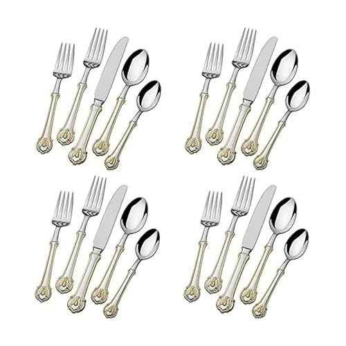 Wallace Napoleon Bee Gold Accent 18/10 Stainless Steel 20pc. Flatware Set