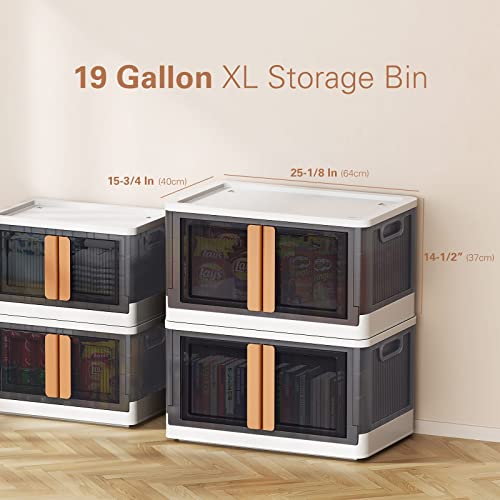 Cocoduck Plastic Storage Bin 2 Pack, 76 Qt./20 Gallon Stackable Storage Bin, Folding Storage Bin, Storage Box #TOP3