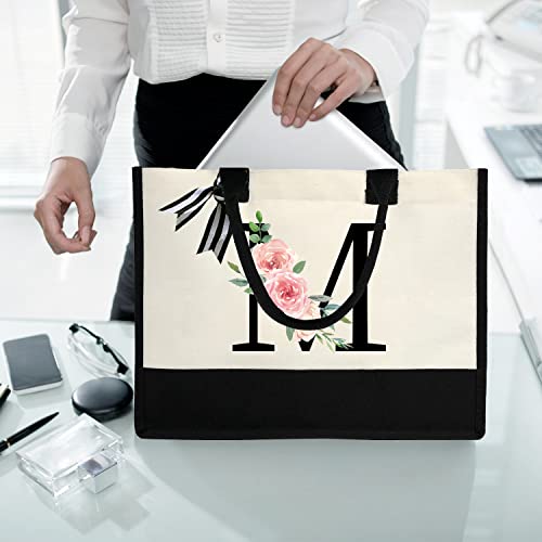 Personalized Initial Canvas Tote Bag for Women, Beach Bag with Inner Zipper Pocket for Wedding, Birthday, Holiday3
