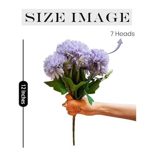 Image of Art Street Artificial Chrysanthemum Flower Bunch| Silk Purple Hydrangea Flower for Home| Bedroom, Living Room & Office Decoration |11 Inch (Without Vase)