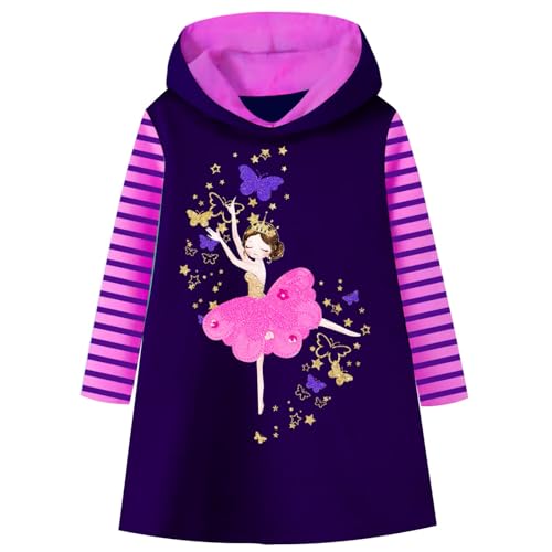 VIKITA Mädchen Kapuzenpullover Kleider Baumwolle Hoodie Herbst Winter...