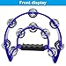 PHITUODA Tambourine Double Row, Metal Jingles Hand Held Percussion, Half Moon Tambourine for Kids/Adults/Party Kids-Blue