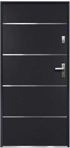 Vente-unique-Puerta de entrada de acero y inox Alt. 207 x