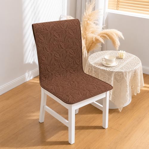 Image of HOMETHREADS Non-Slip Chair Cover-Universal Fit for Kitchen & Dining Chairs-Cushioned Comfort - Stylish Machine Washable Seat Cover -145x45Cm (Brown, Pack of 6)
