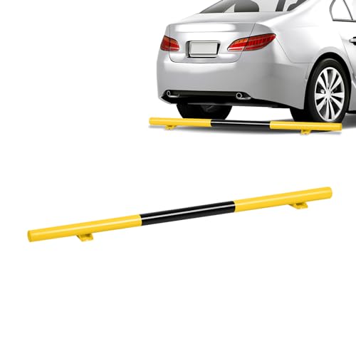 UISEBRT Tope de garaje Anfahrschutz Radstopp-limitación de aparcamiento de acero Asistente de estacionamiento Tope de rueda para estacionamientos comerciales, privados, garajes, Negro-Amarillo