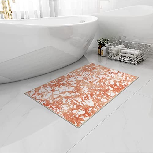 Lukinbox Orange Bath Mat, Marble Non-Slip Bathroom Rugs Mat, Small Bath Rugs Modern Indoor Fall Area Rug Microfiber Door Mat For Floors Shower Bathtub, 20"X31" #TOP13