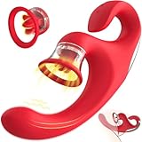 Vibration für Frauen Dildo G Punkt Vibrator Sex Spielzeug für die Frau Paare Klitoris Lecken Sauger, Vibratorensets für Frauen mit 4 Saugen 9 Vibration und Lecken, Klitoris Stimulator für Sie