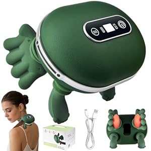 Nackenmassagegerät mit Wärme, 4D Nackenmassagegerät, Massagegerät Rückenmassagegerät, 3 Massagestufen 2 Temperaturstufen, Shiatsu Massagegerät Nacken Schulter Kabellos Geschenk Frauen Männer(Berühren)