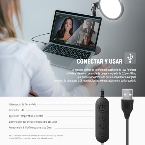 Luz anillo kit iluminación para vlog maquillaje y transmisión de vídeo 4