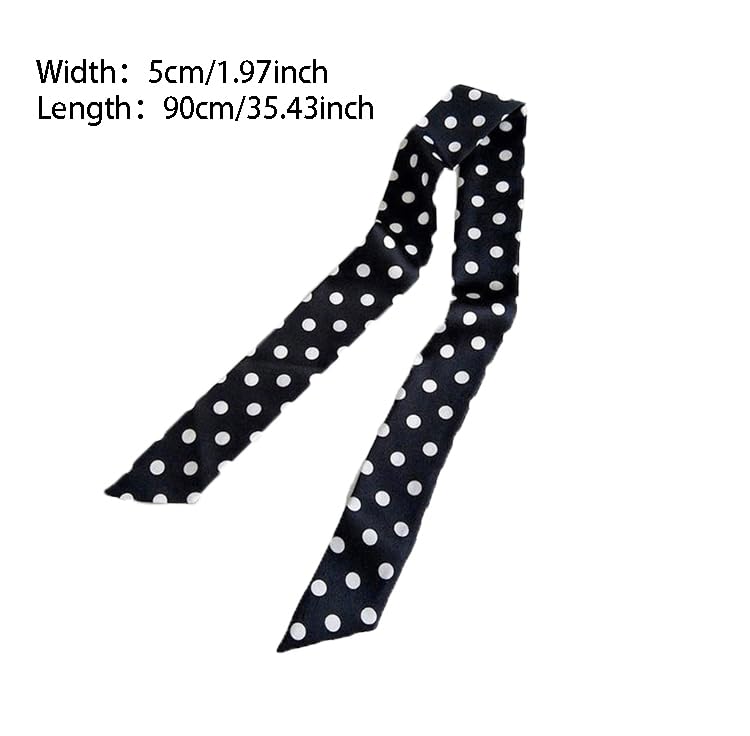 Silky Polka Dot Scarf, Long Narrow Neck Accessory, Handbag Handle Ribbon, Hair Band, Fashion Scarf3