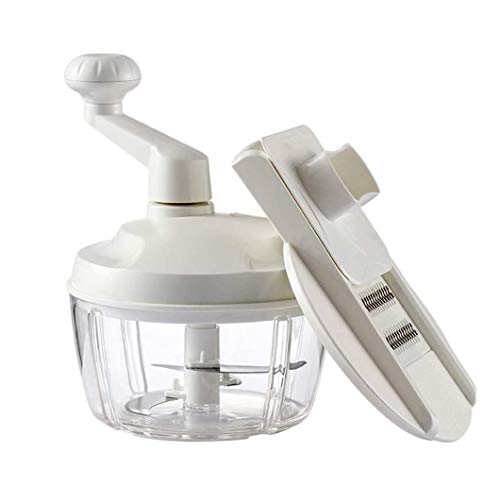 Multifunktionale manuelle Küchenmaschine Gemüseschredder Fleischwolf Schredder Zwiebelschredder Dicer, Weiß