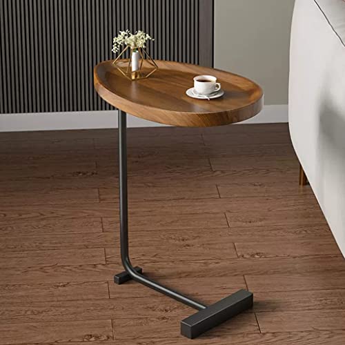 Image of TV Tray Table, Flip-Top & Rounded Metal Corners, Snack Table for Couch, Sofa, Bed, Chair, Living Room, C Shaped End Side Table for Eating, Dinner or Laptop, Small Spaces