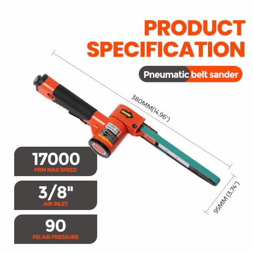Image of 1 /2 inchx18 inch Air Belt Sander | ABRAPRO Mini Pneumatic Belt Sander for Woodworking, Iron, Metal, stainless steel