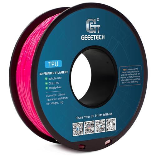 Image of Geeetech TPU Filament 1.75mm, 95A Flexible 3D Printer Filament with High Elasticity, 1KG (2.2lbs) Spool, Dimensional Accuracy ±0.03mm, Fits Most FDM Printers (Pink)