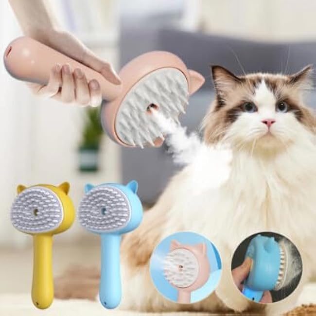 Hair Cleaning Brush With Mist Multifunctional Cat Grooming Brush (yellew, 10 * 5.5 * 18.3cm)-0gxJGbA1