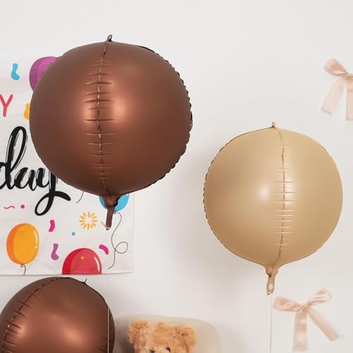 Image of Nude Cream Beige Round Foil Balloons Boho Birthday Decor 22 Inch 6 Pcs
