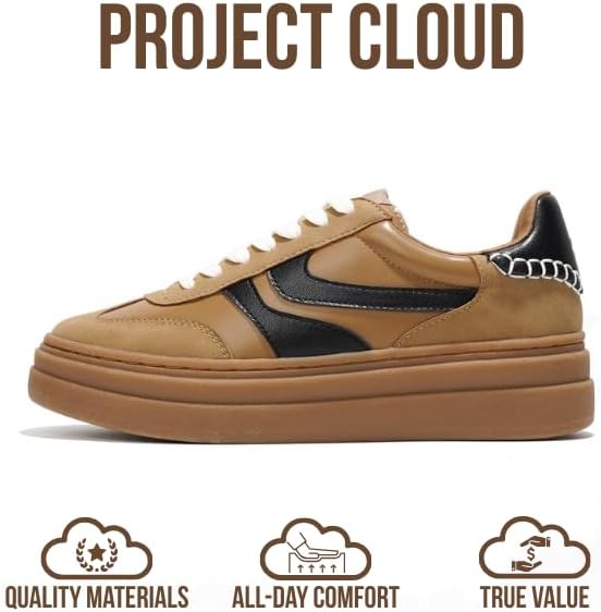 Project Cloud Platform Sneakers for Women Footwear - Memory Foam Insole Womens Shoes, Lightweight and Non-Slip Sole Lace Up Fashion Sneakers for Women 2026 (Volley) - Image 4