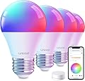 Linkind Smart Light Bulbs with Remote Control, Smart Bulb That Work with Alexa & Google Home, 16 Million Color Changing Light Bulbs 60W, A19 E26 2.4Ghz WiFi Light Dimmable,1800K-6500K,800lm 4 Pack