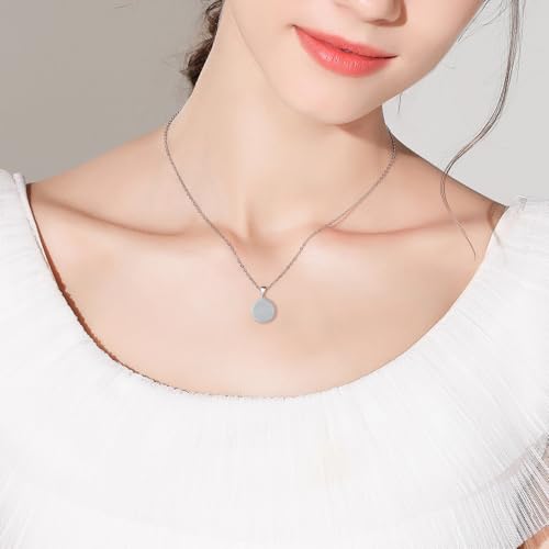 Sterling Silver Coin Pendant Necklace for Women Hypoallergenic Cubic Zirconia Adjustable Charm Elegant Round Necklace Jewelry Gifts for Wife Mom2
