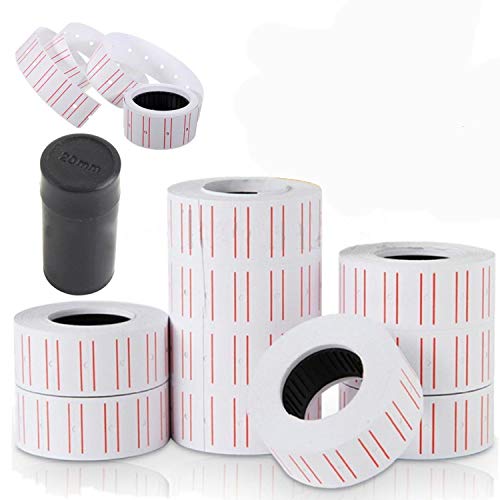 Buytra 10 Rolls Retail Product Price Tags Labels Paper Stickers with Refill Ink Roll for MX-5500 Price Gun Labeller