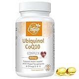 Ubiquinol CoQ10 600 mg Softgelkapseln - Aktive Form von CoQ10 Plus Vitamin E & Omega 3 6 9 - Fortschrittliches Antioxidans Coenzym Q10 Nahrungsergänzungsmittel für Herz & Gehirn (60 Count, Pack of 1)