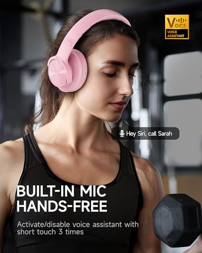 Image of Picun B8 Headphones Wireless Bluetooth, 120H Bluetooth Headphone Over Ear with 3EQ Music Modes, Hands-Free Calls, Deep Bass Headphones for Travel Home Office Cellphone PC (Pink)