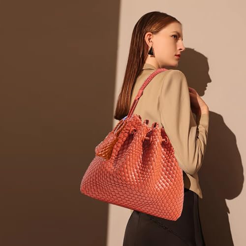 Bolso tejido JINMANXUE para mujer, hobo playero ligero miniatura 3