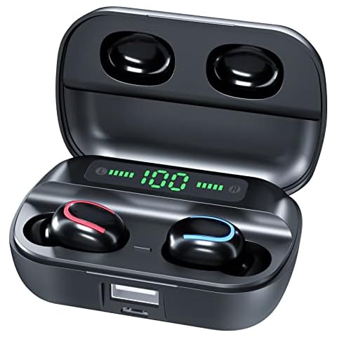 Wireless Earbuds, GOSCIEN Headphones Wireless Immersive Bass Sound Bluetooth 5.1 Headphones with Noise Cancellation Mic, IPX7 Waterproof Bluetooth Earphone with Charging Case for Work, Sports Cover