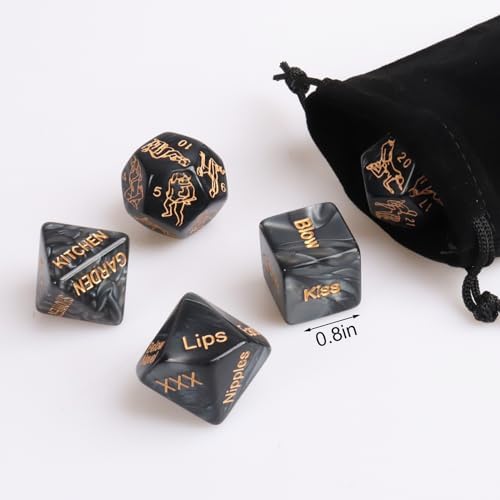 Date Night Dice, Funny Dice Game, Portable Dice Kit for Women Men Husband Girlfriend Boyfriend (Black)