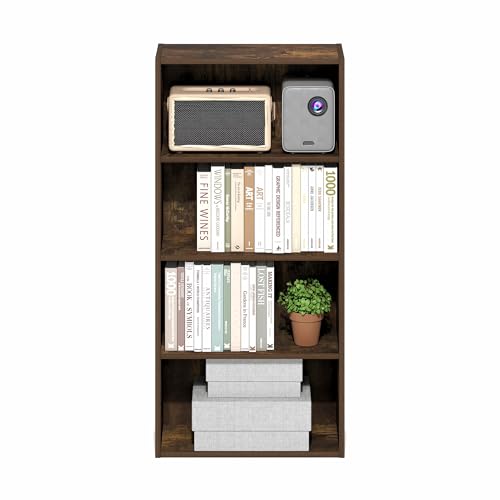 Furinno Basic Book Shelf, 4-Tier Bookcase with Open Shelf, Bookshelf, Cube Storage Organizer, 7 x 17 x 35, for Living Room, Bedroom, Home Office, Amber Pine - image 4