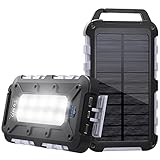 Solar Power Bank 20000mAh, PD 15W Fast Charging USB C Portable Solar Charger with 3 Outputs and 10 LED Flashlights, External Battery Pack for Smartphones Tablets Outdoors