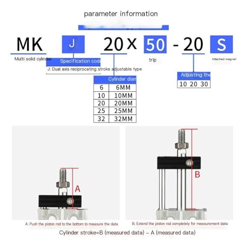 Vérin pneumatique MKJ10 MKD16 CDUKW20 CDUKW25 CDUKW32-10X30X50X60X70