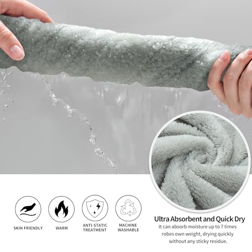 Image of Inner Wish Mens Plush Fleece Robe, Highly Absorbent Cozy Warm Bathrobe Fuzzy Male Spa Long Robe With Pockets
