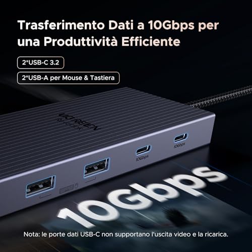 Revodok Pro 2111 10Gbsp Hub USB C HDMI 4K60Hz DisplayPort 4K120Hz Docking Station Type C Adattatore Ethernet Gigabit 10Gbps PD 100W Lettore di Schede SD TF Jack Audio 3,5mm - Hub USB - Immagine 4