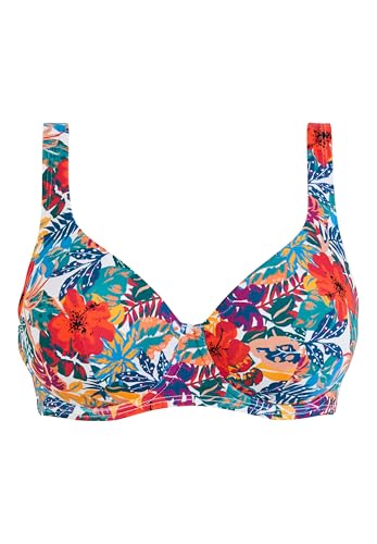 Haut de maillot de bain plongeant avec armatures multicolore