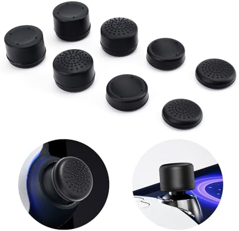 DLseego Thumb Grips Caps for Playstation Portal, Full Protection Anti-Slip & Anti-Scratch Anti-Fingerprint Protective Cover 8 Thumb Stick Caps for Playstation Portal Remote Player – Black