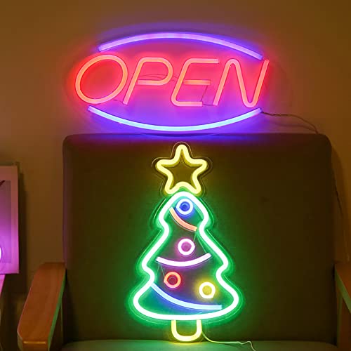 USB Powered LED Christmas Tree Neon Sign, 3D Xmas Tree Shape for Home Garden, Party Decorations, Colorful, 42*22*2cm - Image 3