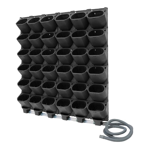 Hängende Pflanztaschen Blumentöpfe mit automatischem Bewässerungssystem 36 Taschen Stapelbarer Pflanzenwand-Blumentopf Vertikaler Garten Pflanzenwand für Garten Innenhof Balkon (Schwarz)