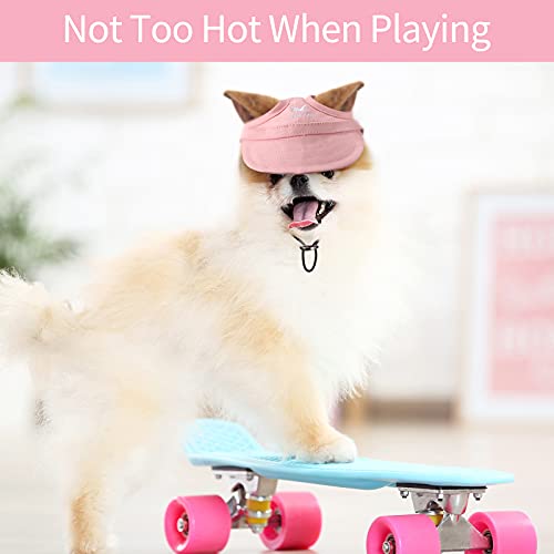3 Pieces Dog Baseball Caps Visor Hats Pet Outdoor Sports Hats With Ear Holes Pet Dog Mesh Porous Cap Pet Baseball Caps With Adjustable Chin Strap For Small Dogs (Pink, Blue, Black, Small) #TOP5