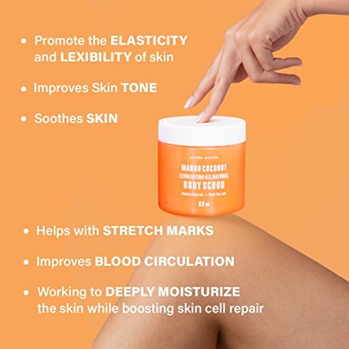 Natura Oceania Mango Coconut Body Scrub For Women. Exfoliating Skin Bath Scrub. Natural Seasalt Scrub Wash For Body Skin & Face Organic Moisturizing Botanical Oils Good For Men & Women #TOP4