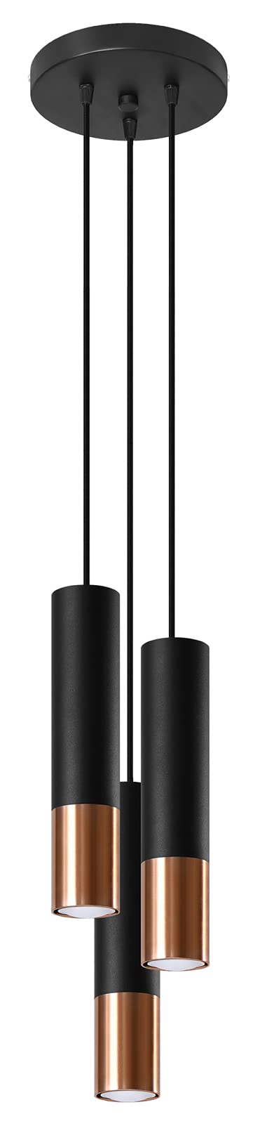 Sollux Lighting Black/Copper Loopez 3P Pendant Light / Length 29, Width 30, Height 100, Gu10 Socket Dimmable