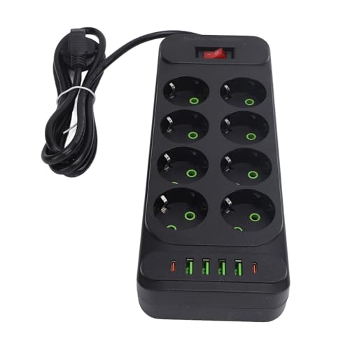 Multiprise européenne 8 voies avec port USB C compact pour optimiser le bureau à domicile