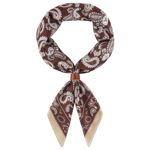 Image of 27.5 Inches Square Silk Feeling Neck Scarf for Men Necktie Silk Bandanas Pocket Square Cowboy Scarves