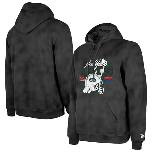 New Era Men's Black New York Jets Identity Helmet Enzyme Washed Pullover Hoodie