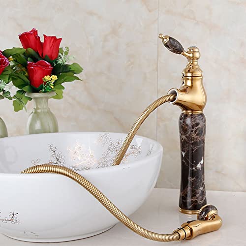 Robinet en jade naturel et cuivre pour lavabo chic